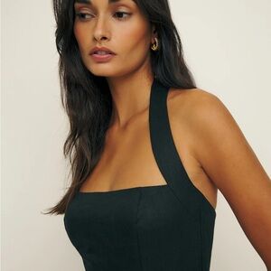 NWO tags Reformation Black linen jumpsuit $229